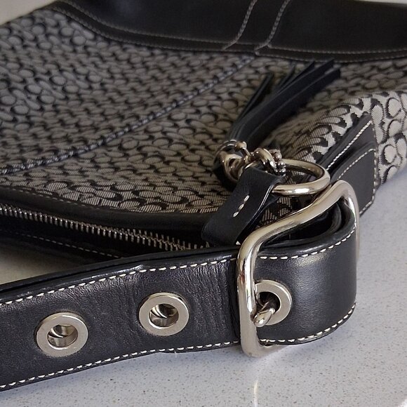 Coach F10417 Signature C Jacquard & Leather Trim Crossbody/Shoulder Bag - Picture 9 of 16